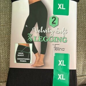 Felina Black Stretchy 7/8 leggings hight waist smoothing panel XL